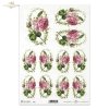 Papier ryżowy do decoupage, kwiaty róża mała, owal, pąki róż, R0221